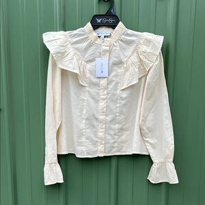 Women’s Lightweight Arista Ruffle Long Sleeve Shirt Blouse Size XS